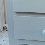 Re-enchanted chest of drawers in verdigris, wooden top protected by varnish. 3 t furniture