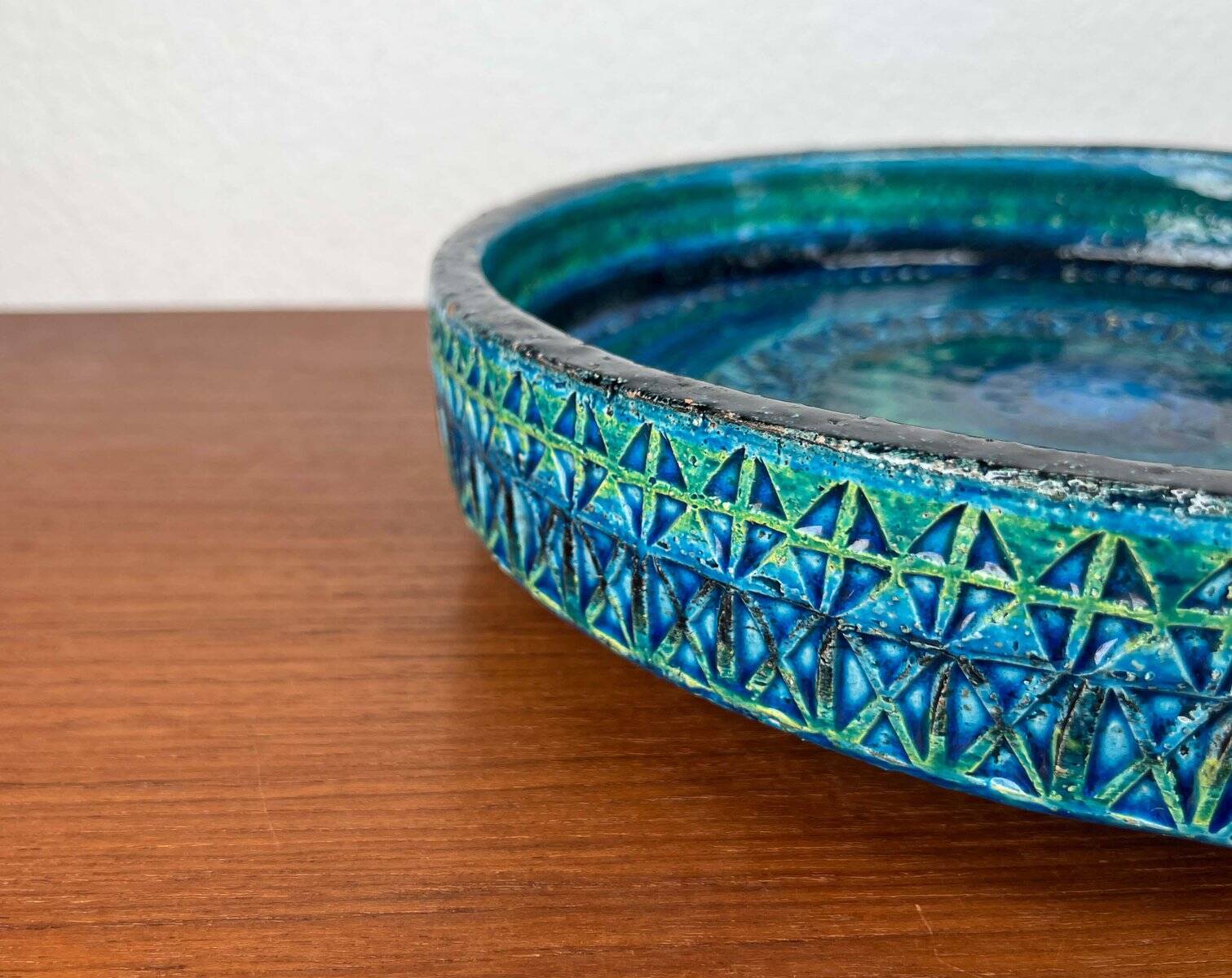 Large Mid-Century Modern Rimini Blu Pottery Bowl by Aldo Londi for Bitossi, Italy, 1960s
