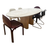 Vintage travertine table, Roche Bobois, France 1970