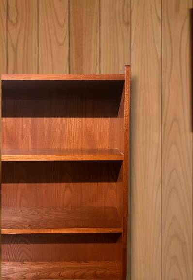 Large vintage midcentury modern wooden bookcase, circa 1970