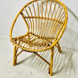 Adult basket armchair in vintage wicker rattan 1960s