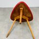 Steiner tripod side table by Baumann, wood, red top, 60s