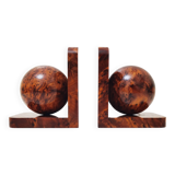 Art Deco Bookends in Solid Polished Burl Wood