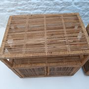 Paire de buffets en rotin vintage (Buri ) sur roulettes