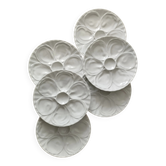 Lot de 6 assiettes à huîtres en porcelaine de Pillivuyt