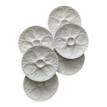 Set of 6 oyster plates in porcelain by Pillivuyt.