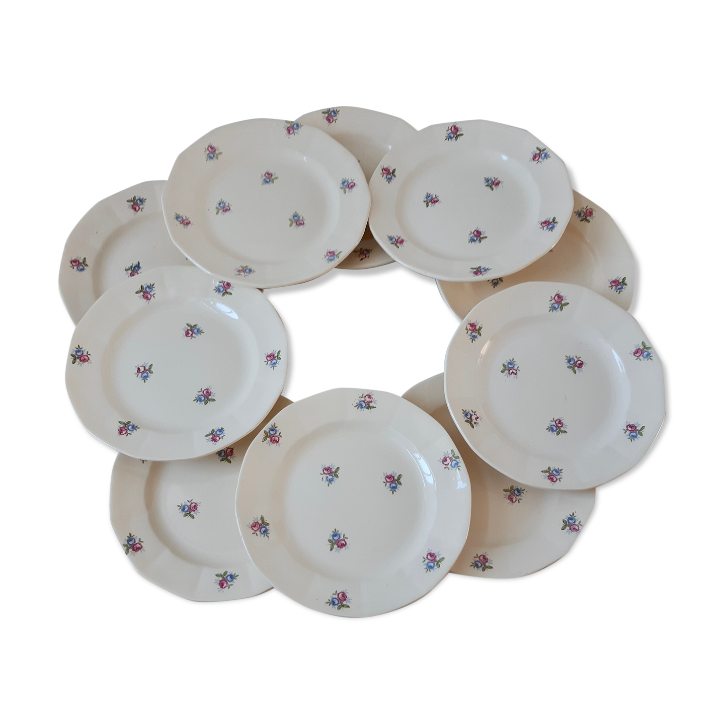 Set of 10 dessert plates Digoin Sarreguemines
