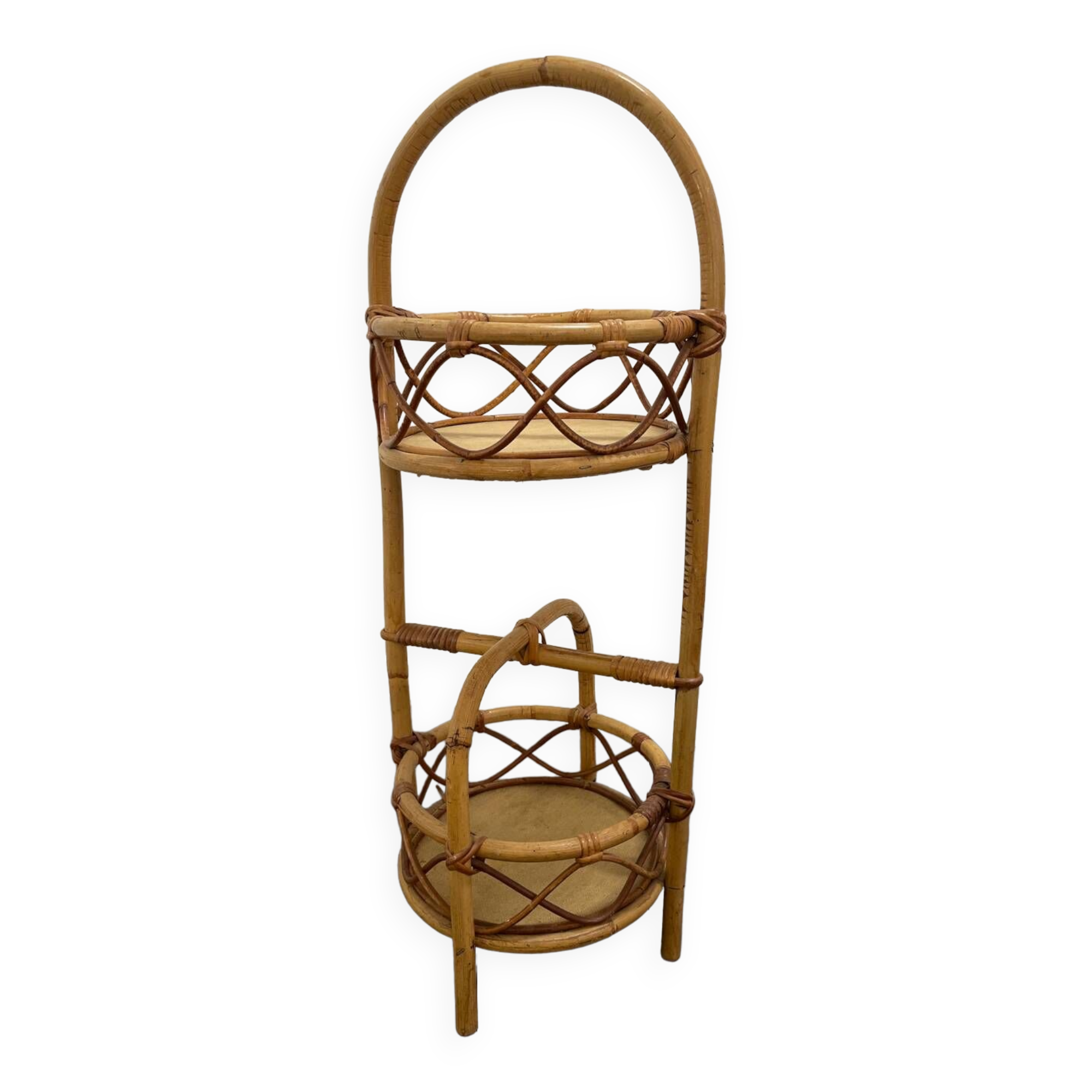 Vintage bamboo rattan server, 1950s