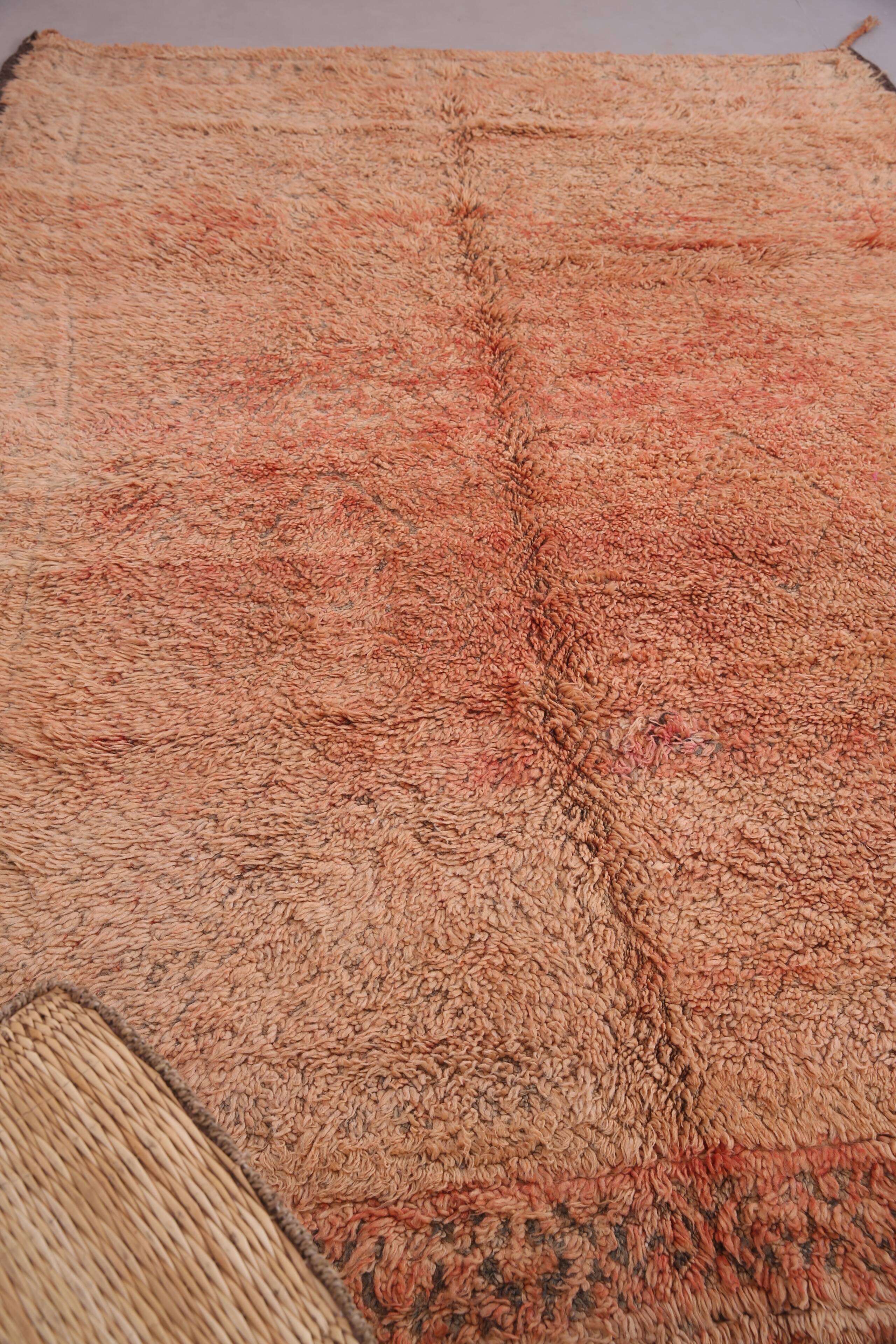 Peach Vintage Moroccan Rug 183 x 274 cm, Berber Wool Rug, Bohemian Rug