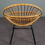 Fauteuil en rotin Design Hollandais 1960