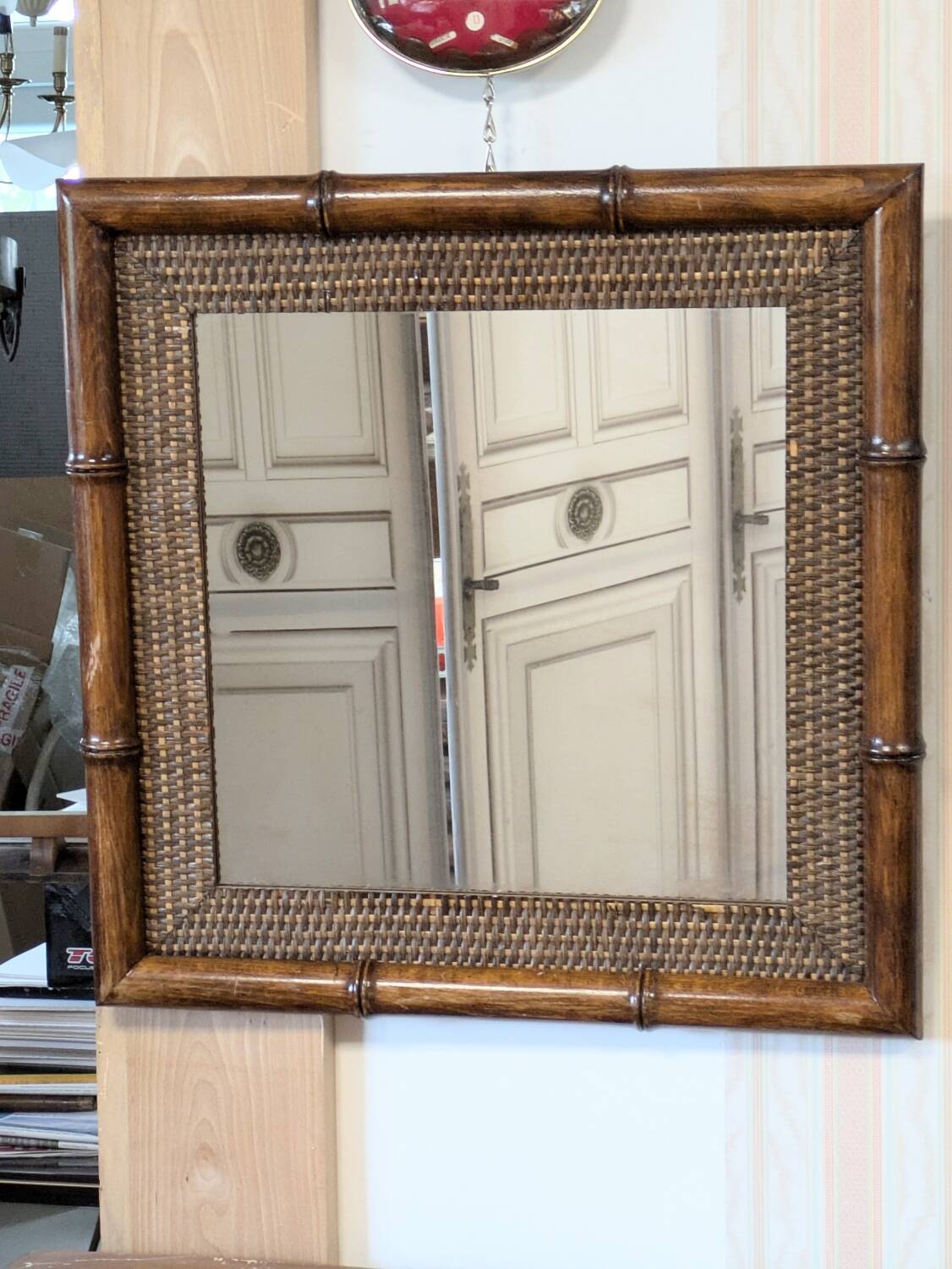 Bamboo rattan mirror