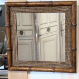 Bamboo rattan mirror