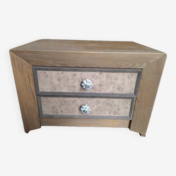 Air-gummed wood bedside table inlaid