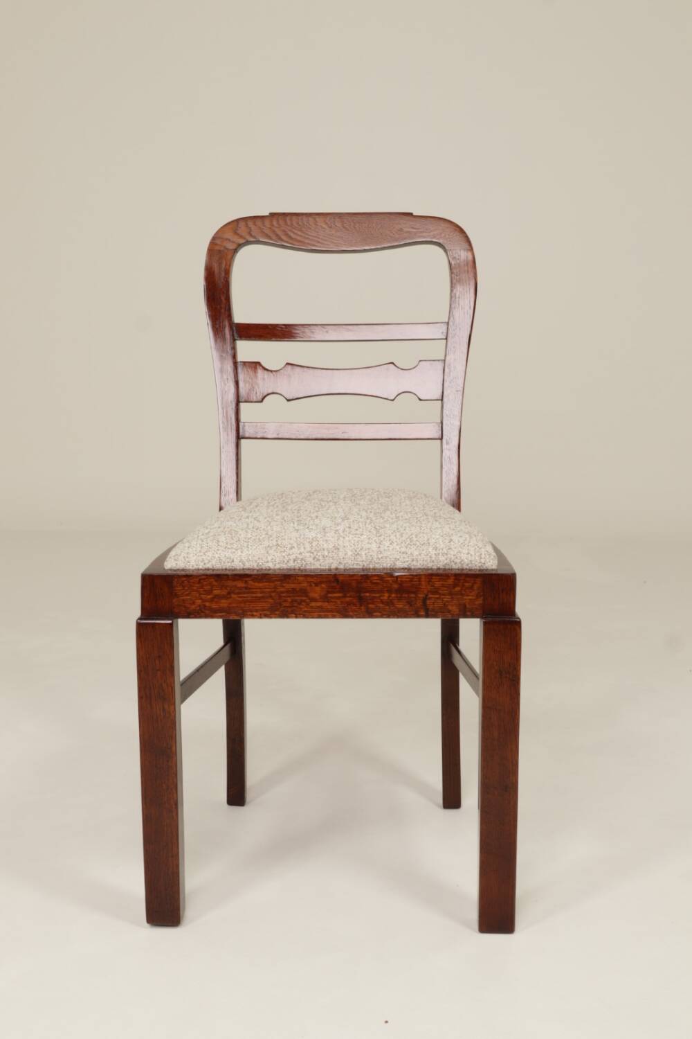 Art Deco chair beige fabric rustic oak 1950