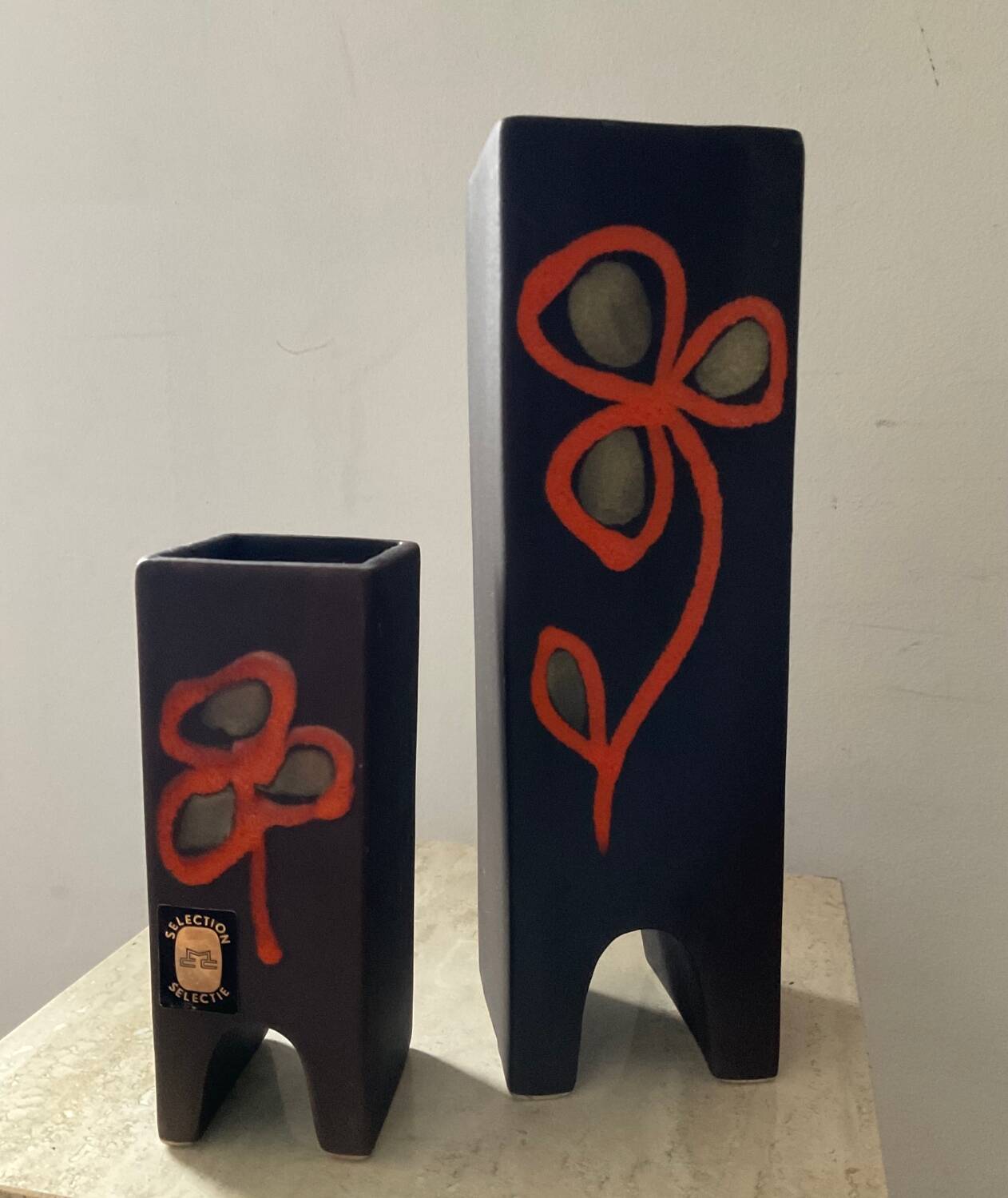 Duo of vintage ceramic vases