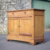 Low wooden sideboard, chest, storage unit, interior decoration Measurement: Length 140 cm. Height