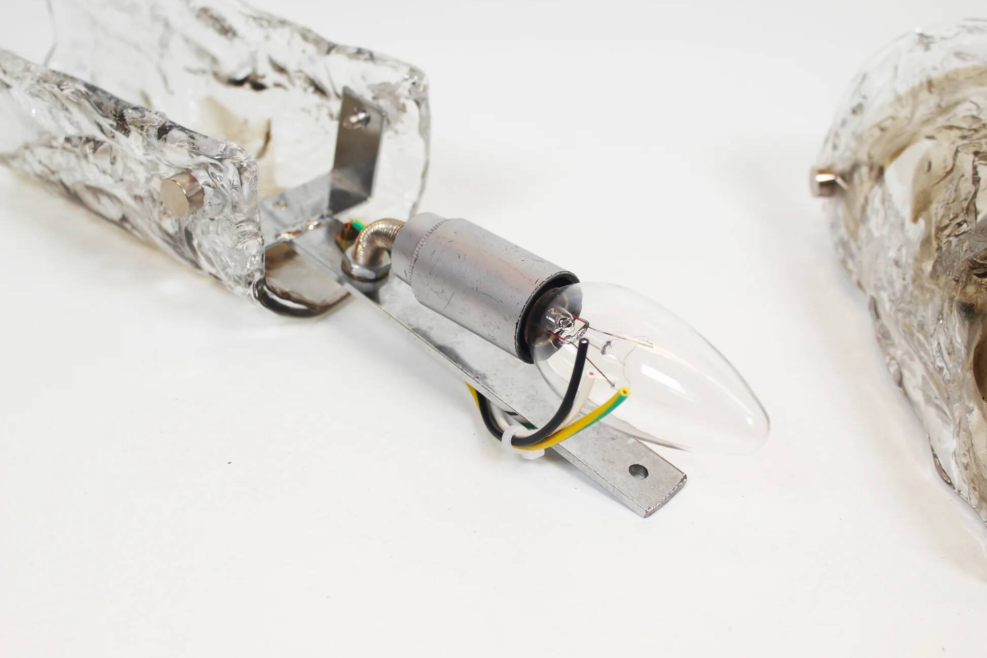 Pair of Murano glass wall lamps by AV Mazzega