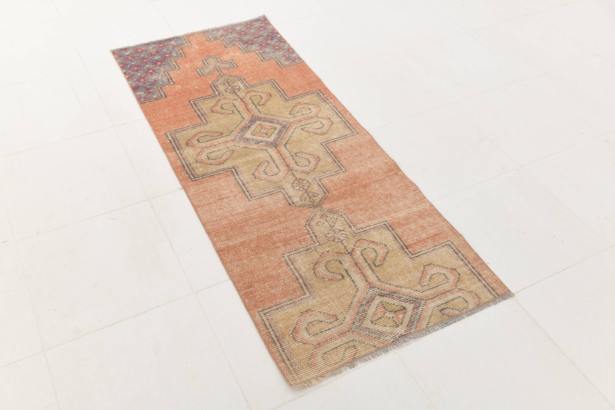 Tapis couloir vintage turc rouge pâle 2x5, 70x165 cm