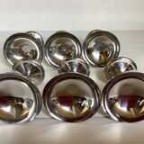 6 footed bowls with a silver metal ice frieze