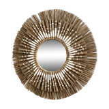 Miroir soleil raphia blanc 40cm