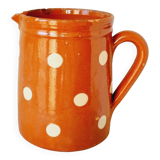 Beige polka dot enameled terracotta carafe