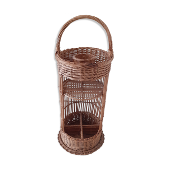 Panier en osier porte bouteilles