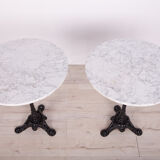 Art nouveu cast iron and marble pedestal table