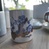 Set of 6 French stoneware coffee cups and 6 saucers