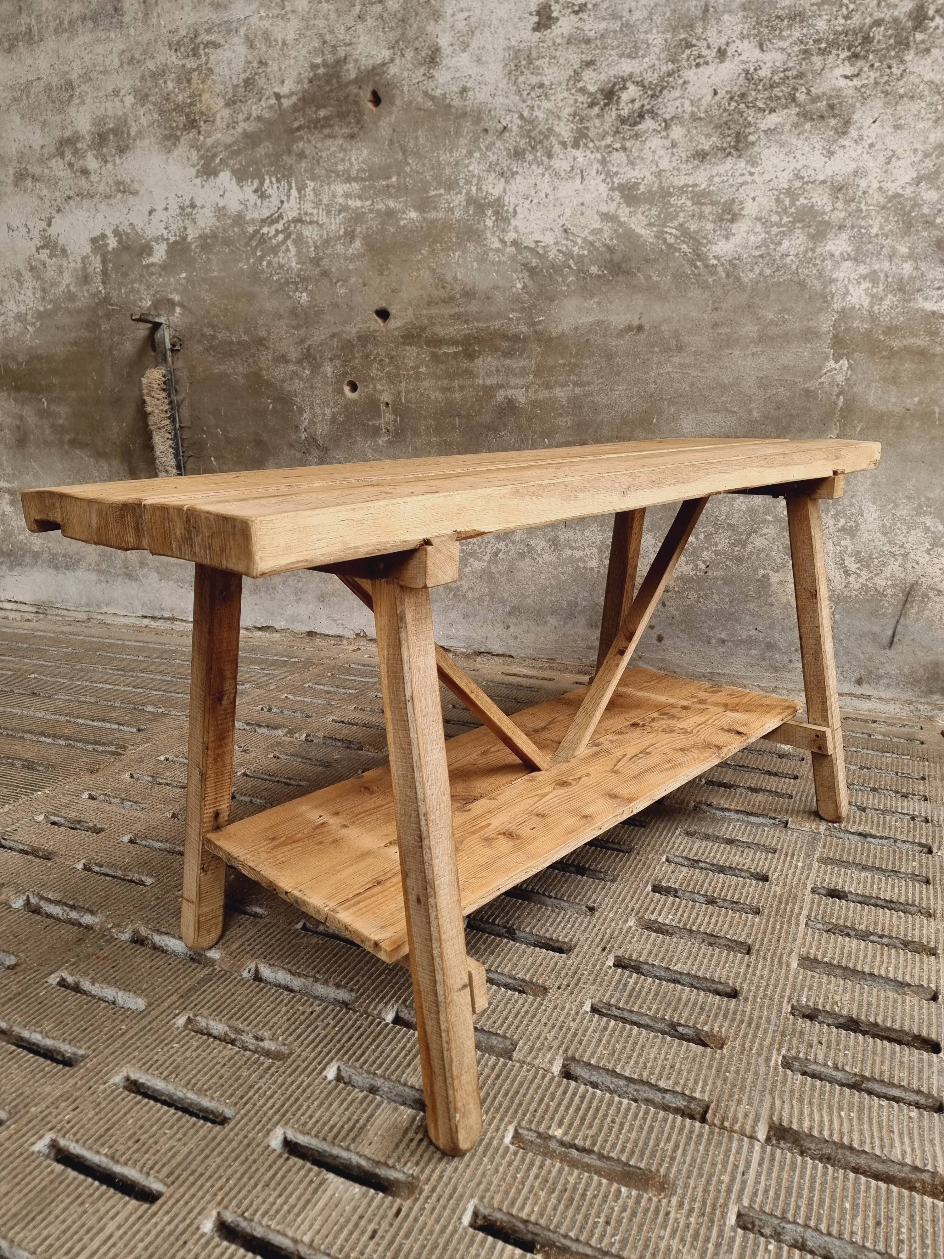 Old work table kitchen island bar table oak
