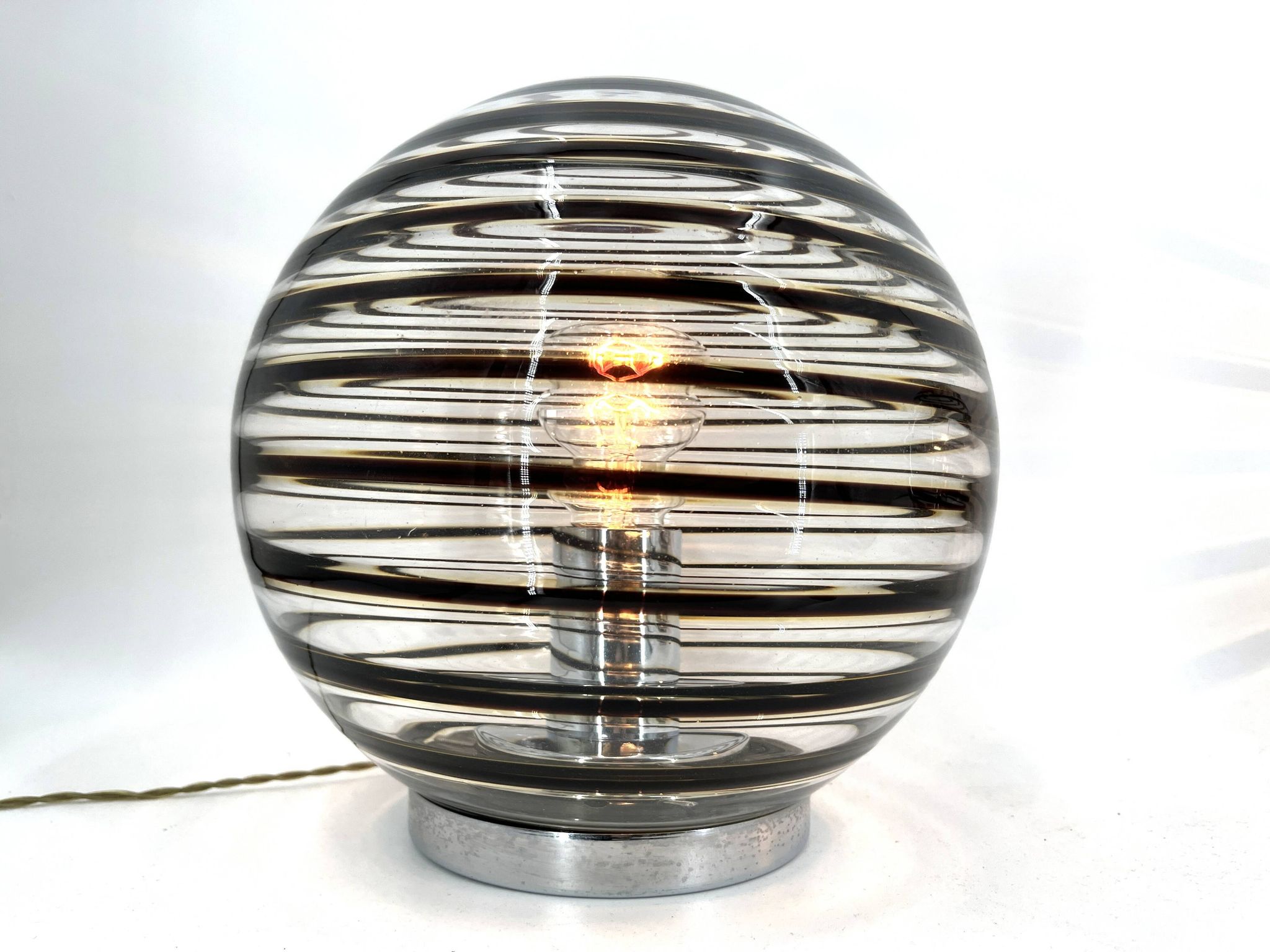 Pair of murano swirl glass table lamps, 1970s