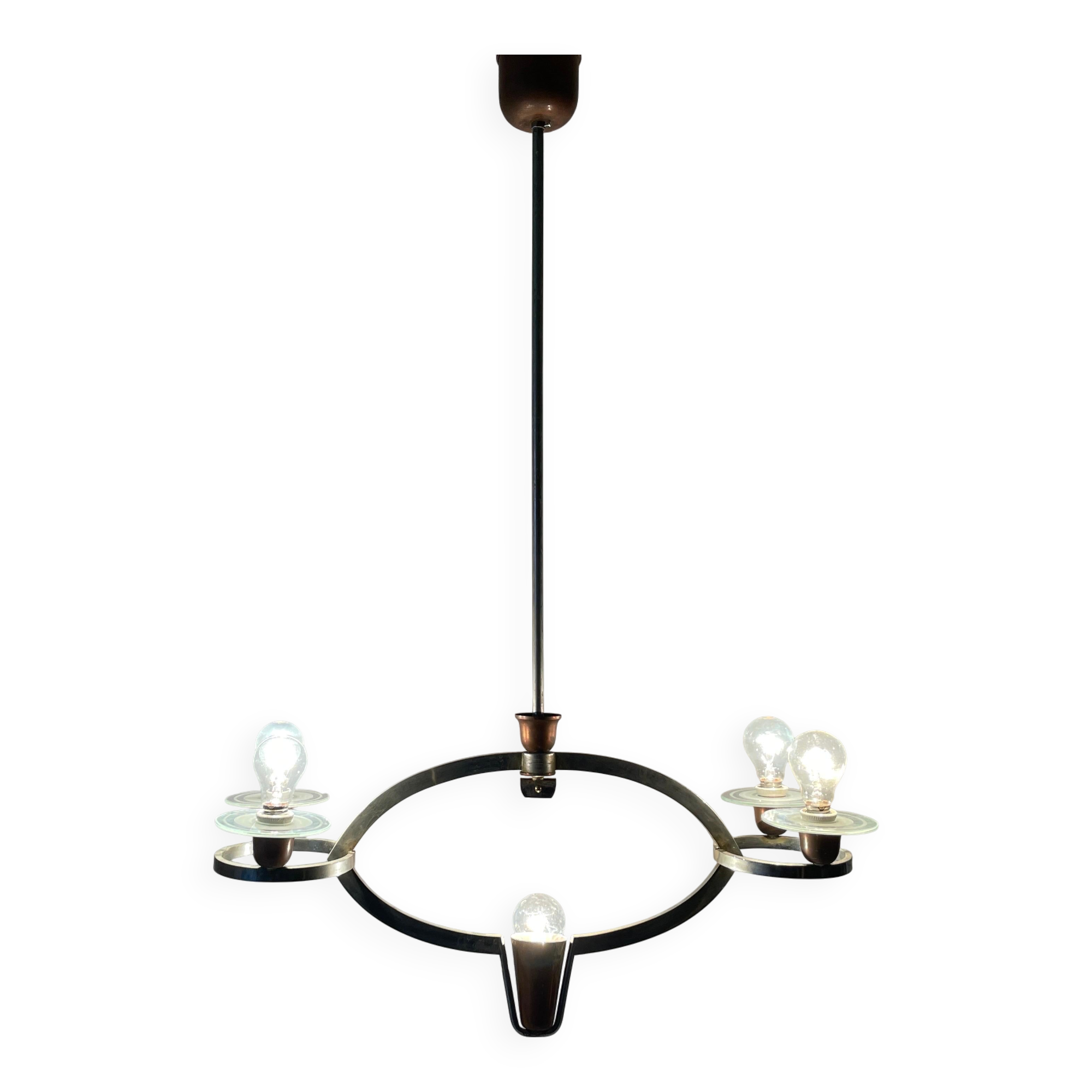 Art Deco chandelier attributed to Pietro Chiesa, 1940s, Italy.