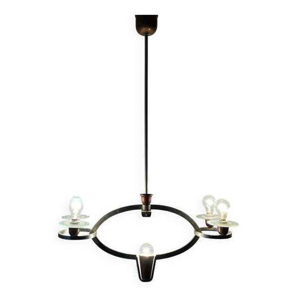 Lustre Art Déco Attr. à Pietro Chiesa, années 1940, Italie