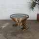 Superb trundle table round golden and smoked glass