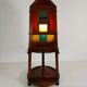 Porte-manteau / porte-parapluies Art Déco en chêne unique – Design obélisque des années 1920 avec vitrail