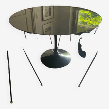 Table ronde Saarinen Knoll en marbre noir maquina 120cm