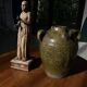 Glazed earthenware oil jug, Beauronne
