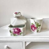 Limoges porcelain toiletry bottles decorated with roses