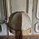 Brutalist Africanist lamp in carved wood 1950 fabric lampshade