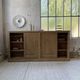 Large row of solid oak loom sliding doors