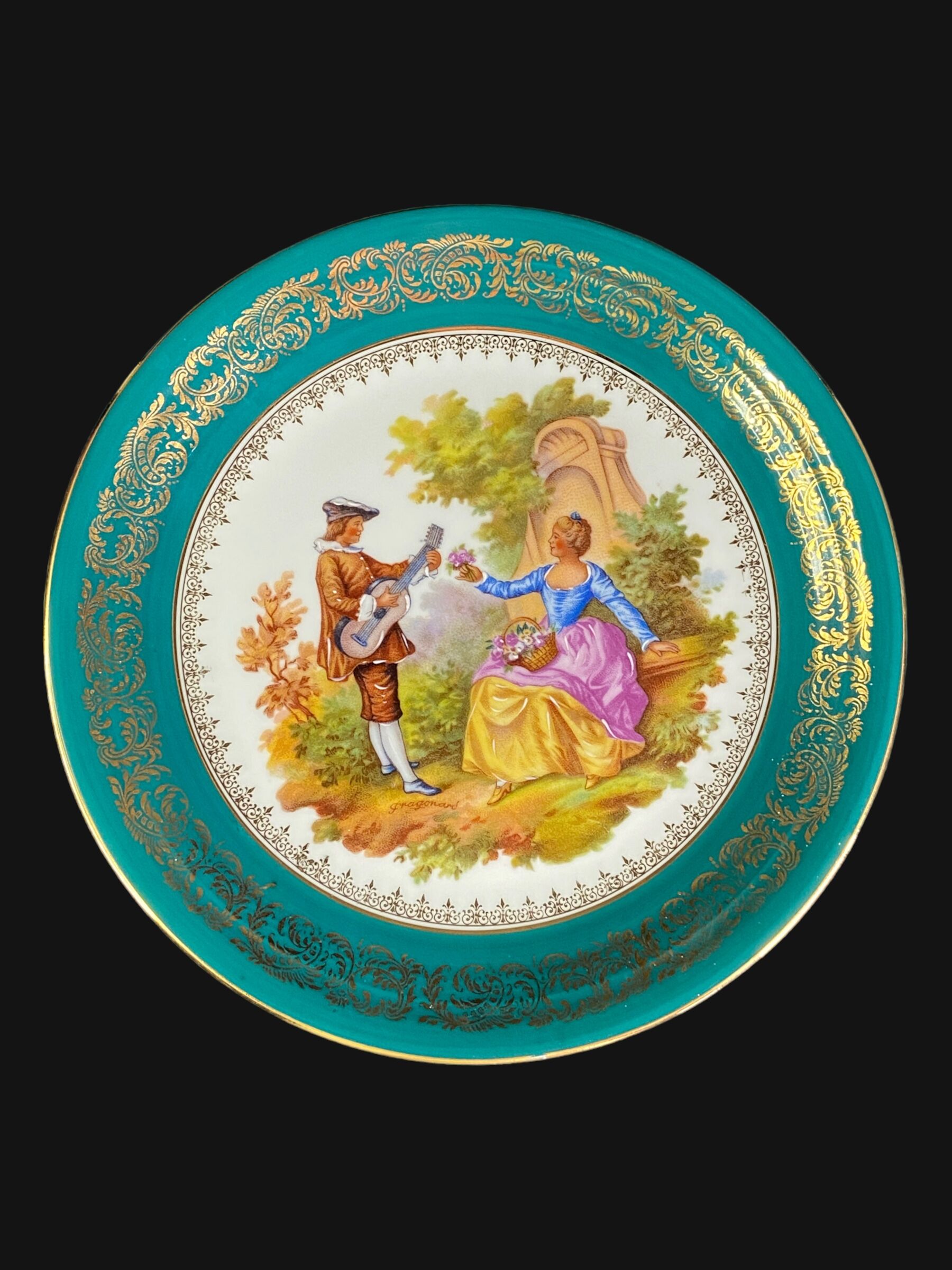Assiette limoges porcelaine courting couple