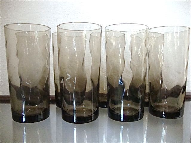Set of 8 vintage shaded brown glasses