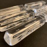 6 Striated and textured Daum crystal knife holders in their original box