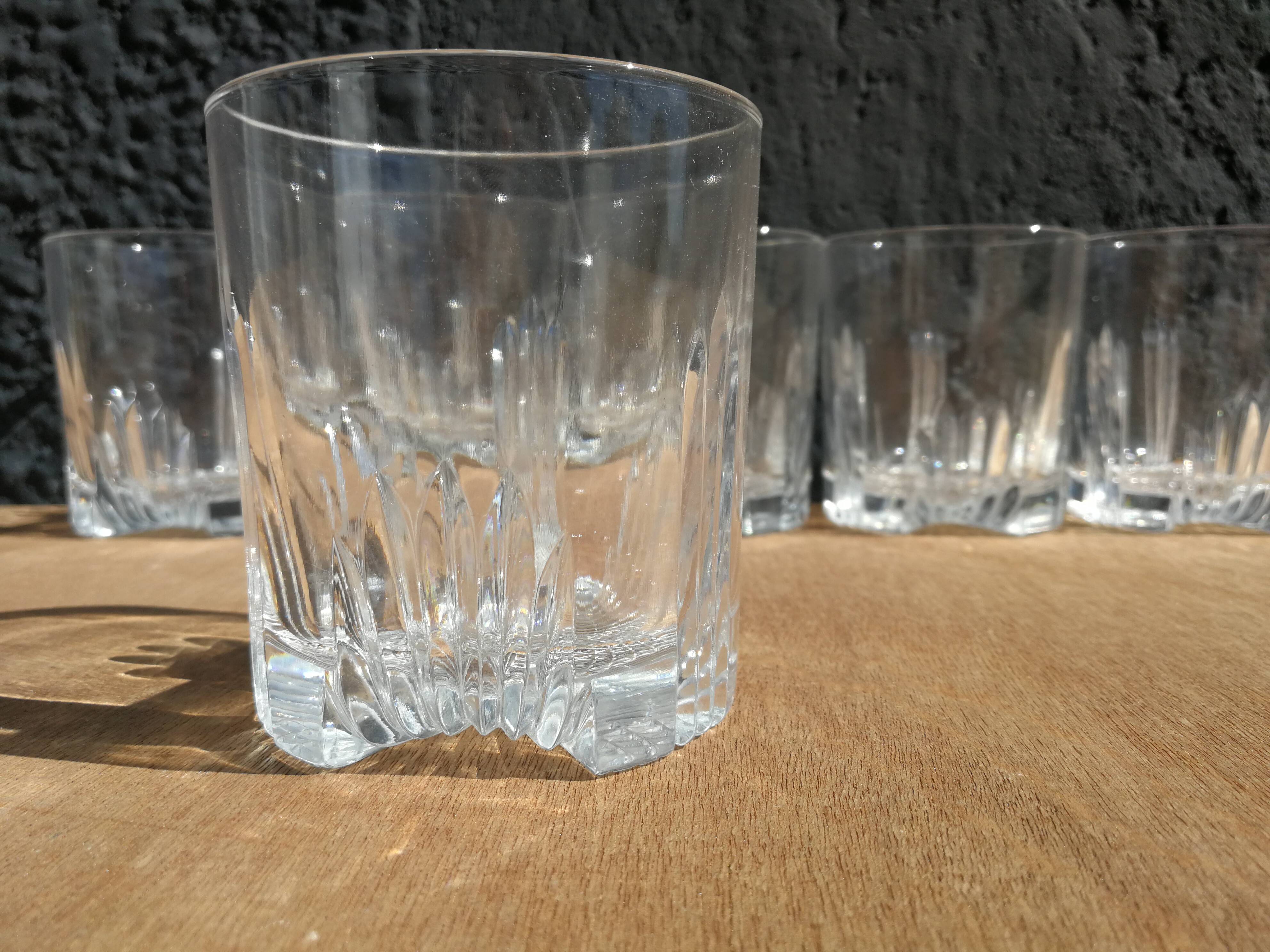 Six whiskey glasses