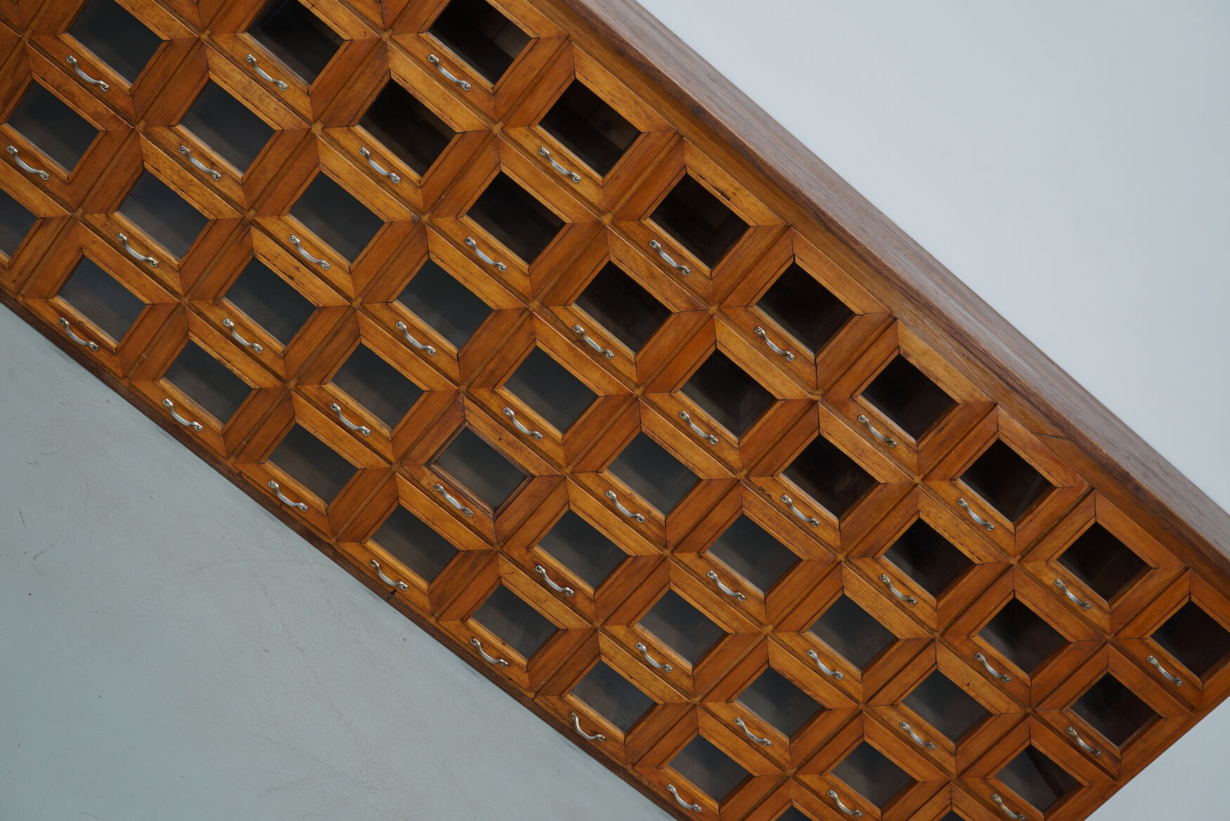 Vintage Dutch Oak Haberdashery Shop Cabinet / Vitrine, 1950s