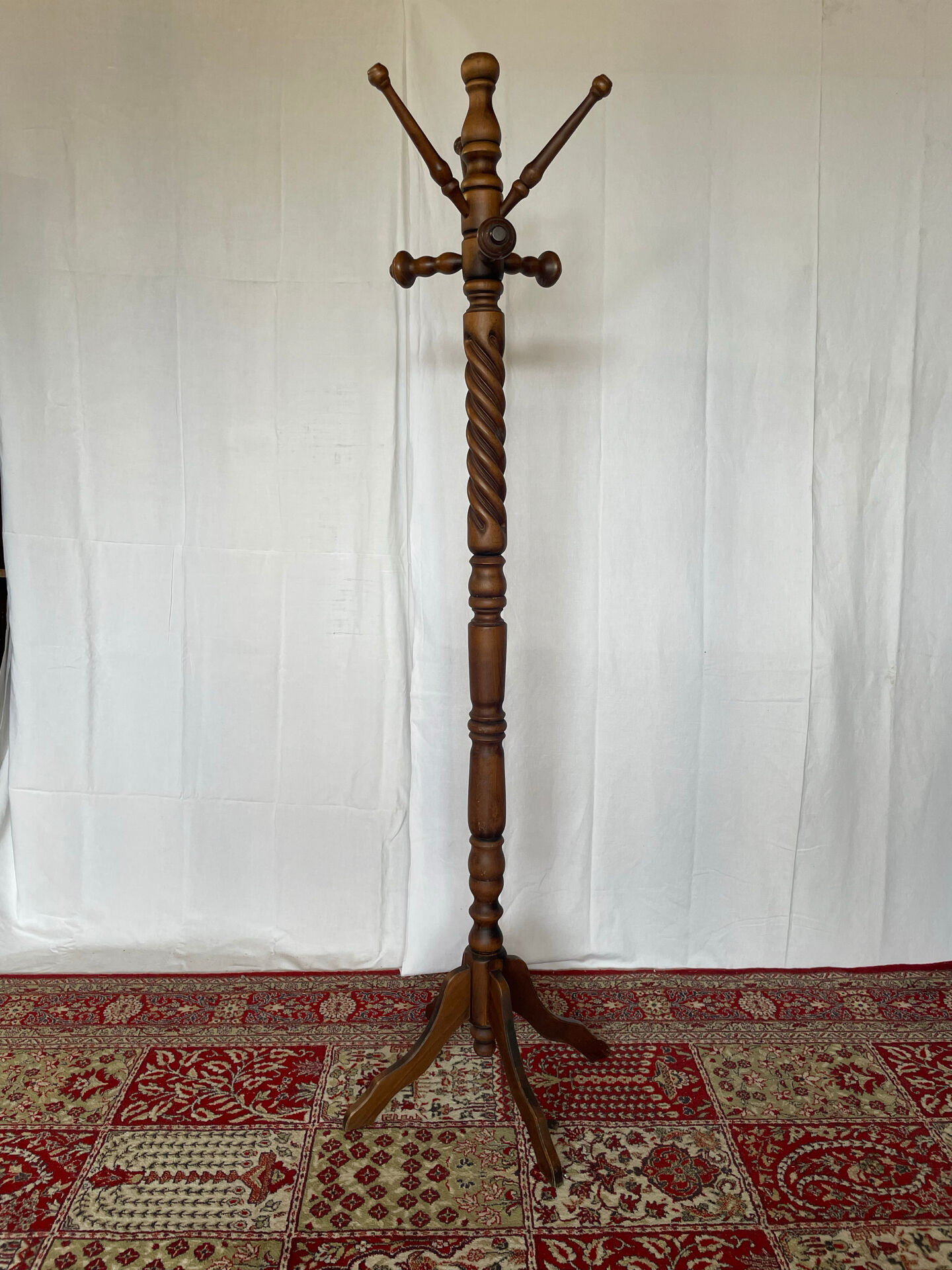 Vintage turned wooden parrot coat rack