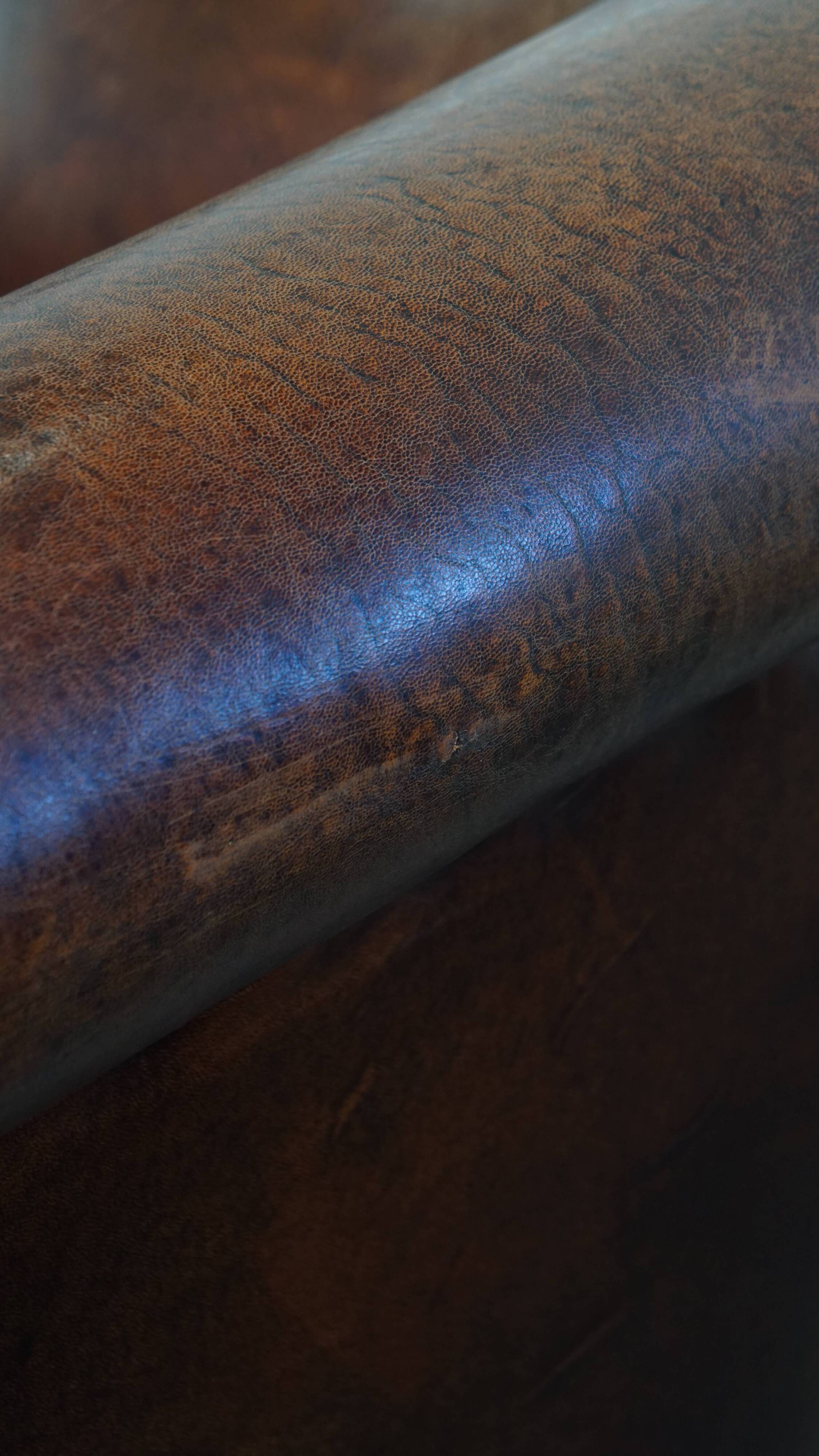 Club chair made of sheepskin leather