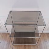 70's Smoked Glass and Chrome Console