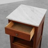 French Art Deco Wood & Grey Marble Top Nightstand, 1920s