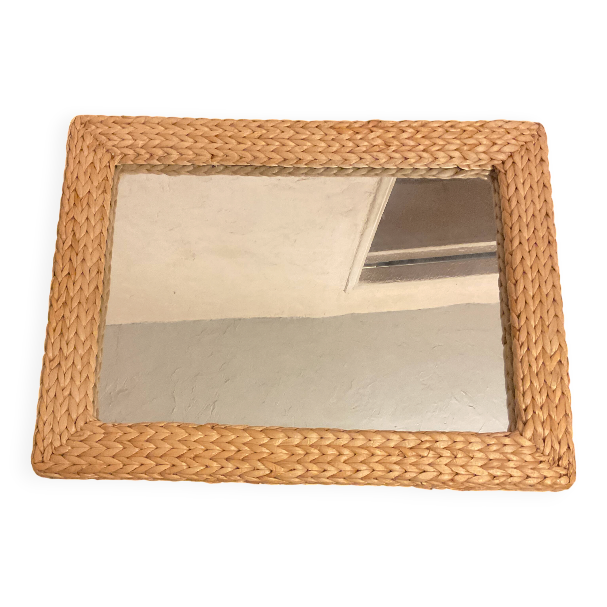 Grand miroir en cordage tressé