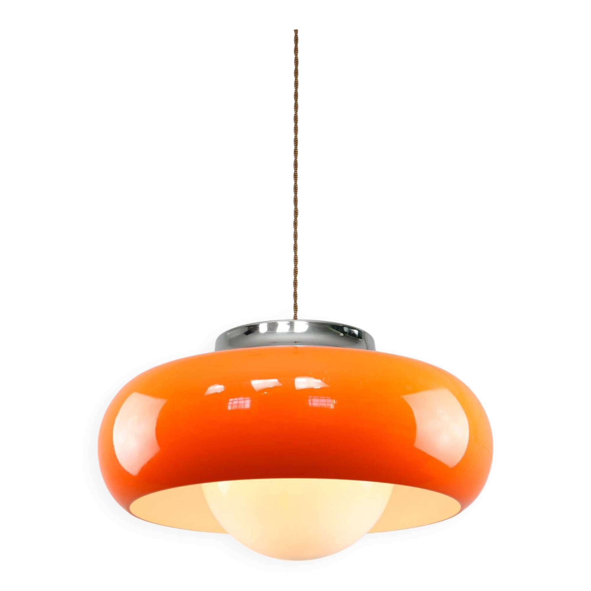 Large Space Age Model Best Pendant from Guzzini in Orange, 1970s